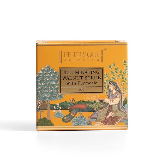 FloraSoul Ayurveda Illuminating Walnut Scrub With Turmeric - 50 Gms