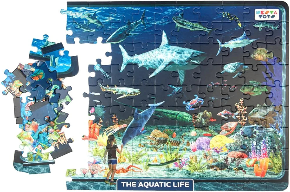 Nesta Toys Floor Puzzle & Game, Aquatic Life Jigsaw Puzzle, Educational Toy, Gifts for Boys & Girls Ages 6 to 14 Learning Toys 108 pcs, 70 x 50 cm