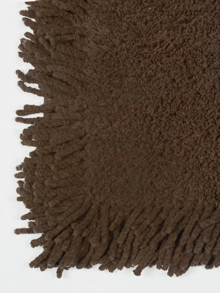 Saral Home Shaggy Soft Cotton Durable & Washable Multipurpose Bedside Runner Colour Brown