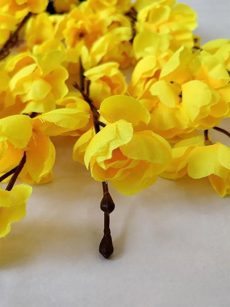 Artificial Cherry Blossom Pink Faux Silk Flower Stick for Vase 55 cm Reusable Realistic Flowers Yellow