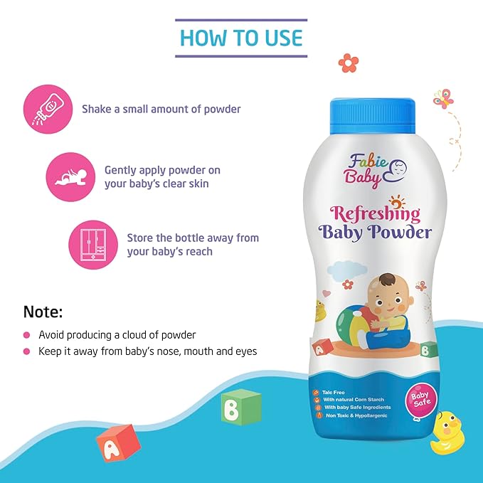 Fabie Baby Talc Free Natural Baby Powder for New Born - 200 Gms
