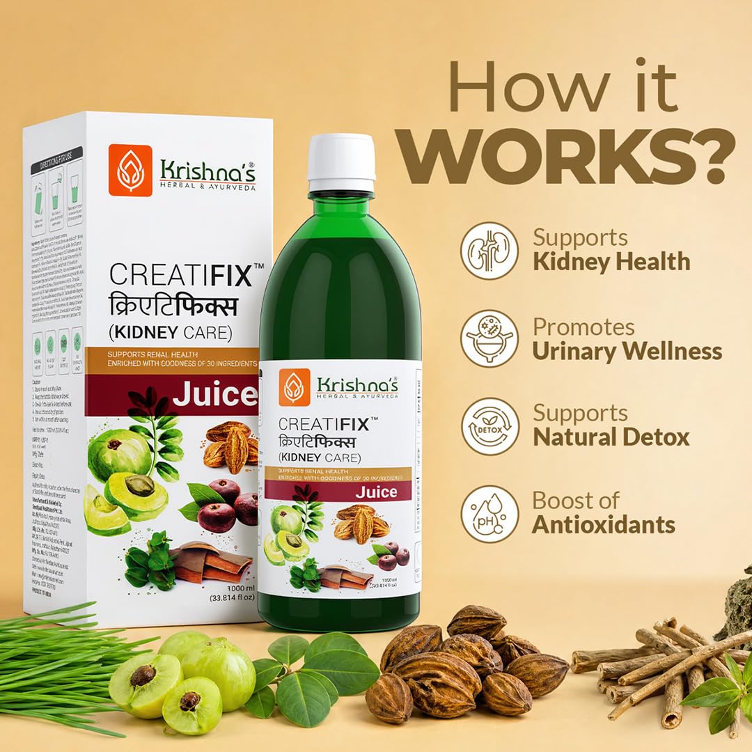 Krishna's Creatifix Juice â€“ 1000 ml | For Healthy Kidneys & Renal Support | Enriched with 30 Ayurvedic Herbs | Supports Kidney Care & Detox | Herbal & Ayurveda Formula