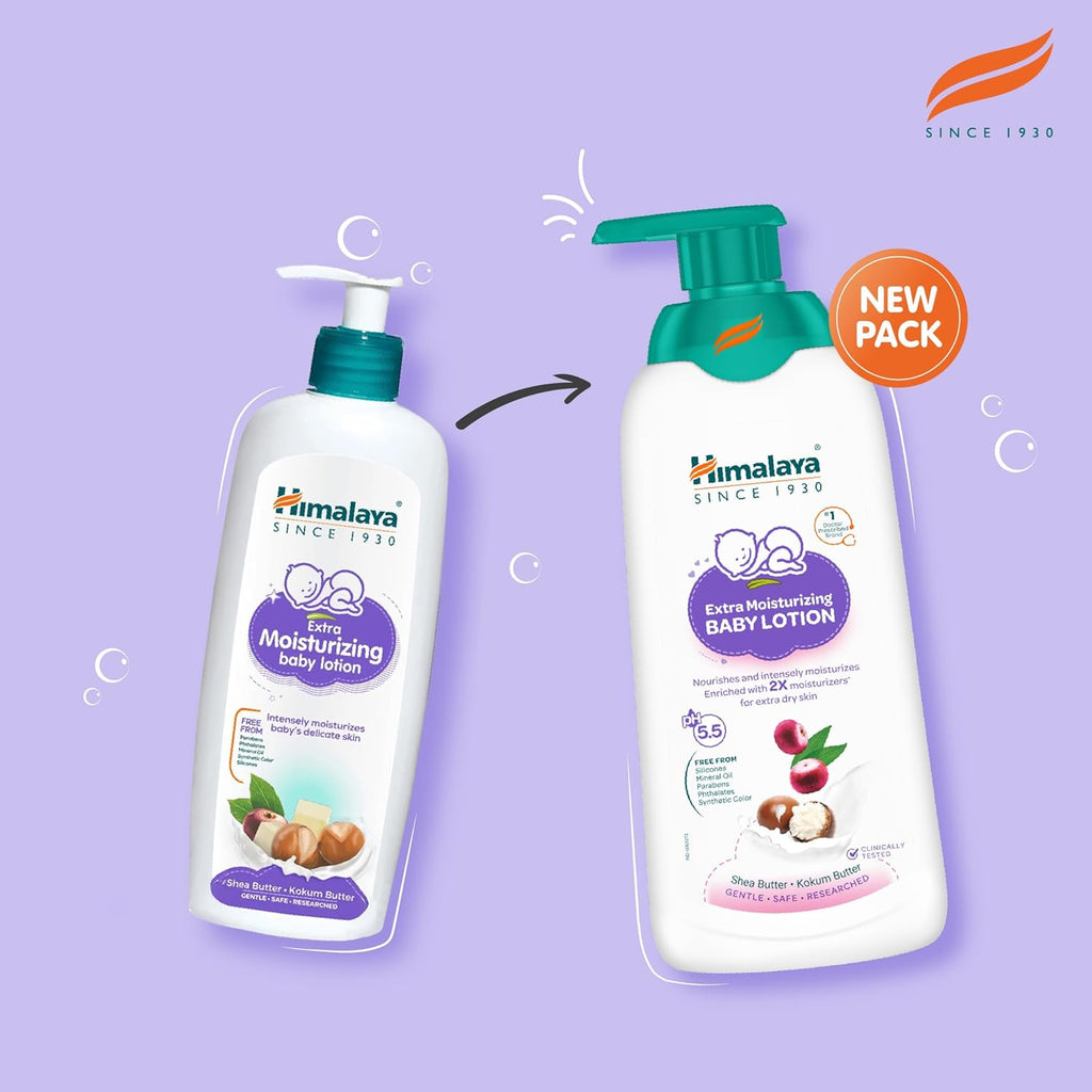 Himalaya Extra Moisturizing Baby Lotion 400ml | with Shea Butter, Olive Oil & Kokum Butter | Intensely moisturizes baby's delicate skin