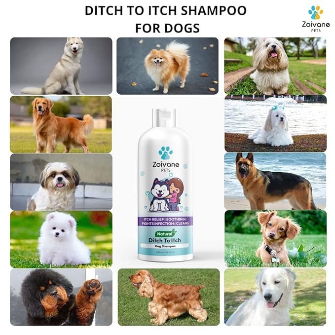 Zoivane Dog Shampoo | Ditch to Itch & Dog Anti Dandruff Shampoo - 500 Ml | Pet Shampoo for Dogs | Pack of 2