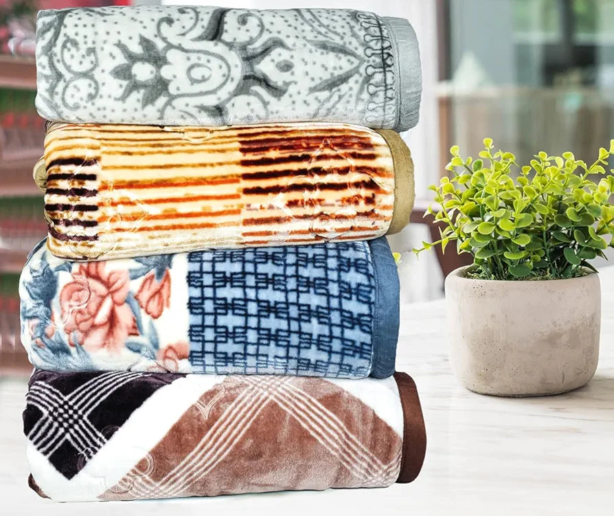Homekart Super Printed Double Bed Blanket for Heavy Winter Single Ply Mink Blanket King Size Beige Brown