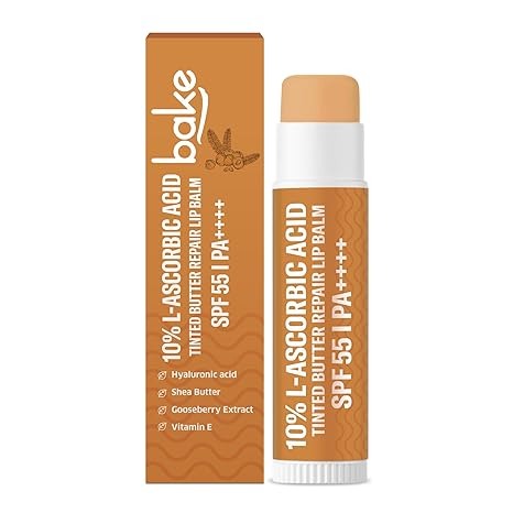 Bake 10% L-Ascorbic Acid Tinted Butter Brightening Lip Balm SPF 55 PA++++ with Kojic Acid - 5 gms