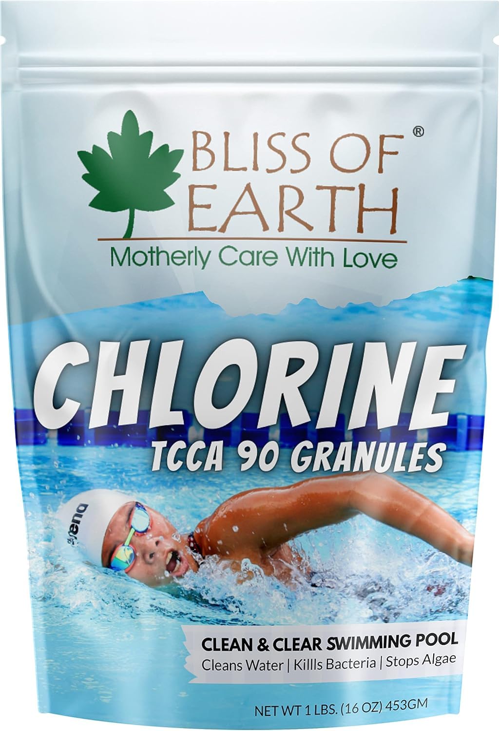 Bliss of Earth Japanese Chlorine Powder for Pool 453g, Clean & Clear Swimming Pool, Kills Bacteria & Stops Algae, Pool Disinfectant Granular Chlorine