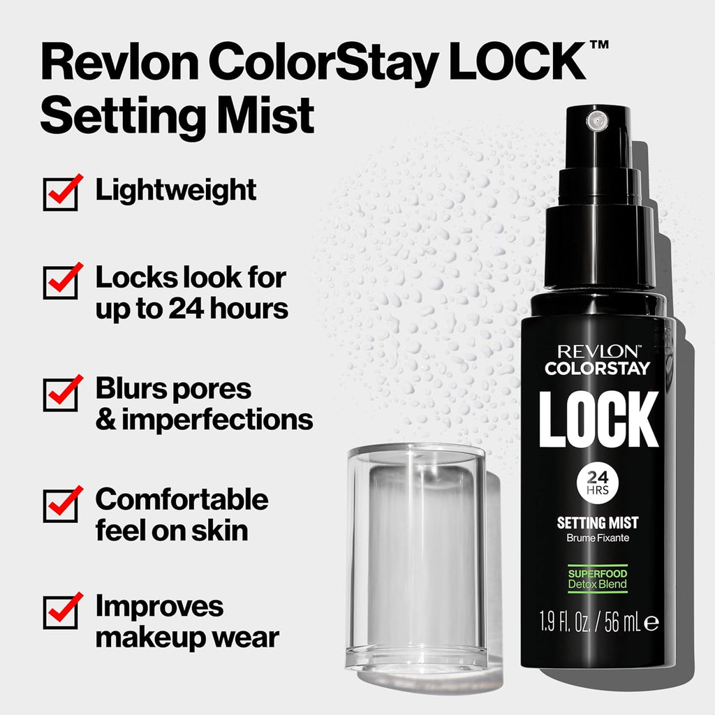Revlon Colorstay 24 Hr Lock Setting Mist, Keeps Face Makeup from Melting & Fading, Mattifying, Blurring & Oil Absorbing Spray, Transfer-Proof & Mask Friendly, 56 ml