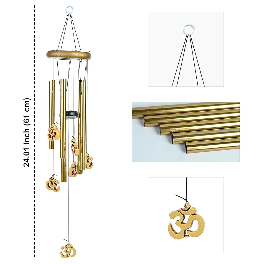 Wind Chimes for Balcony Stylish Hanging Bells Om 5-Pipe Wind Chime -012