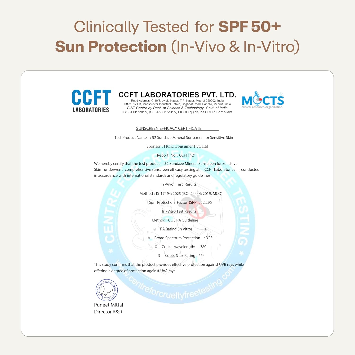 52 Sundaze 100% Mineral Sunscreen SPF 50 PA++++ | For Senitive Skin | No White Cast | In-Vivo Tested | Blue Light & Pollution Protection | No White Cast | Zinc Oxide & Iron Oxide | Fragrance Free | 50g