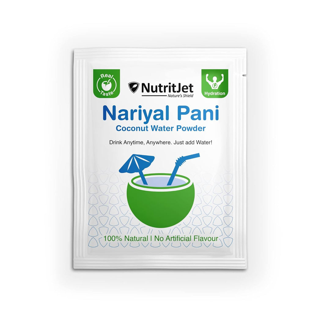NutritJet Tender Coconut Water Powder Mix, Nariyal Pani with Real Tender Coconut Water Taste for Hydration and Energy (Pack of 20)