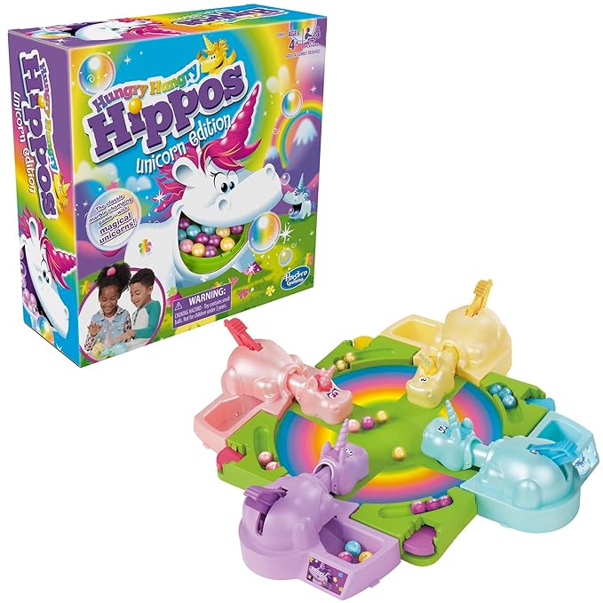 Hasbro Gaming Hungry Hungry Hippos Unicorn Edition Board Game