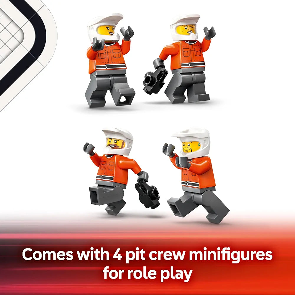 Lego City F1 Pit Stop & Pit Crew with Ferrari Car Racing Vehicle Toy 60443 Building Blocks Toys for 6+ Gift for Boys and Girls