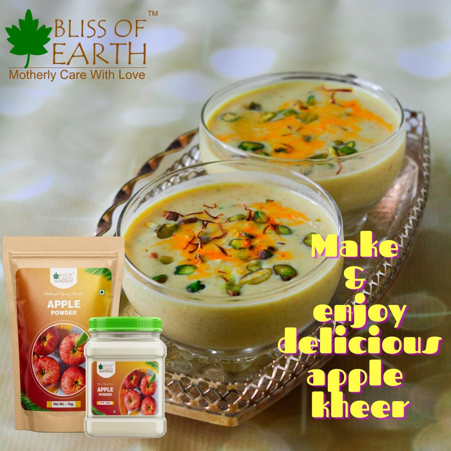 Bliss of Earth 1 KG Apple Powder Natural Spray Dried Great for Smoothie | Apple juice | pie | Cake
