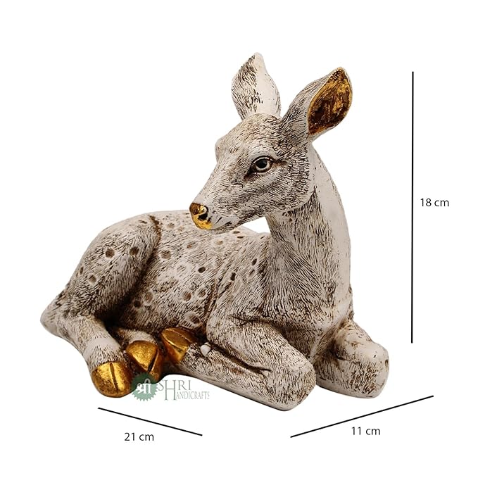 Indicast Resin 6" Inch Deer Statue Showpiece Antique Finish Table Accent Collectible Figurines for Home Interior Decor