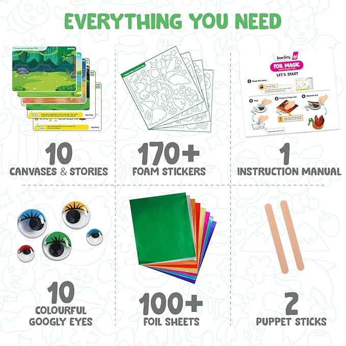 Smartivity Foil Magic Art Kit for 4-10 Years Old Kids Playful Puppets & Read Along Stories