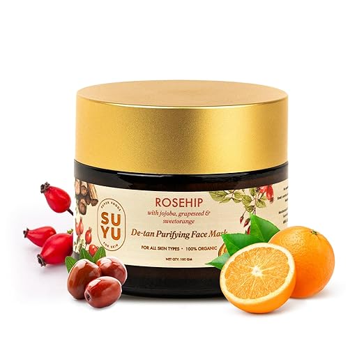 Suyu Rosehip De-tan Purifying Face Mask with Gentle Exfoliation - 100 gms