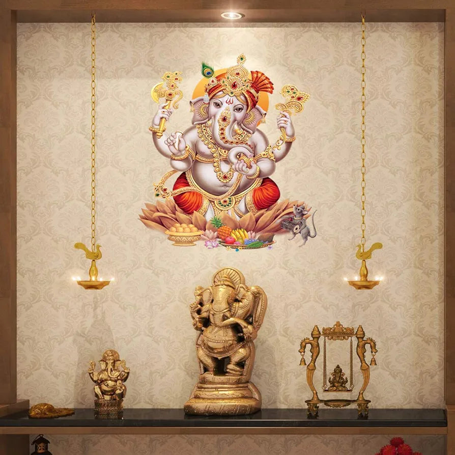Rangoli White Glossy Vinyl Wall Sticker Premium Self-Adhesive Waterproof Parent-5 Design-7