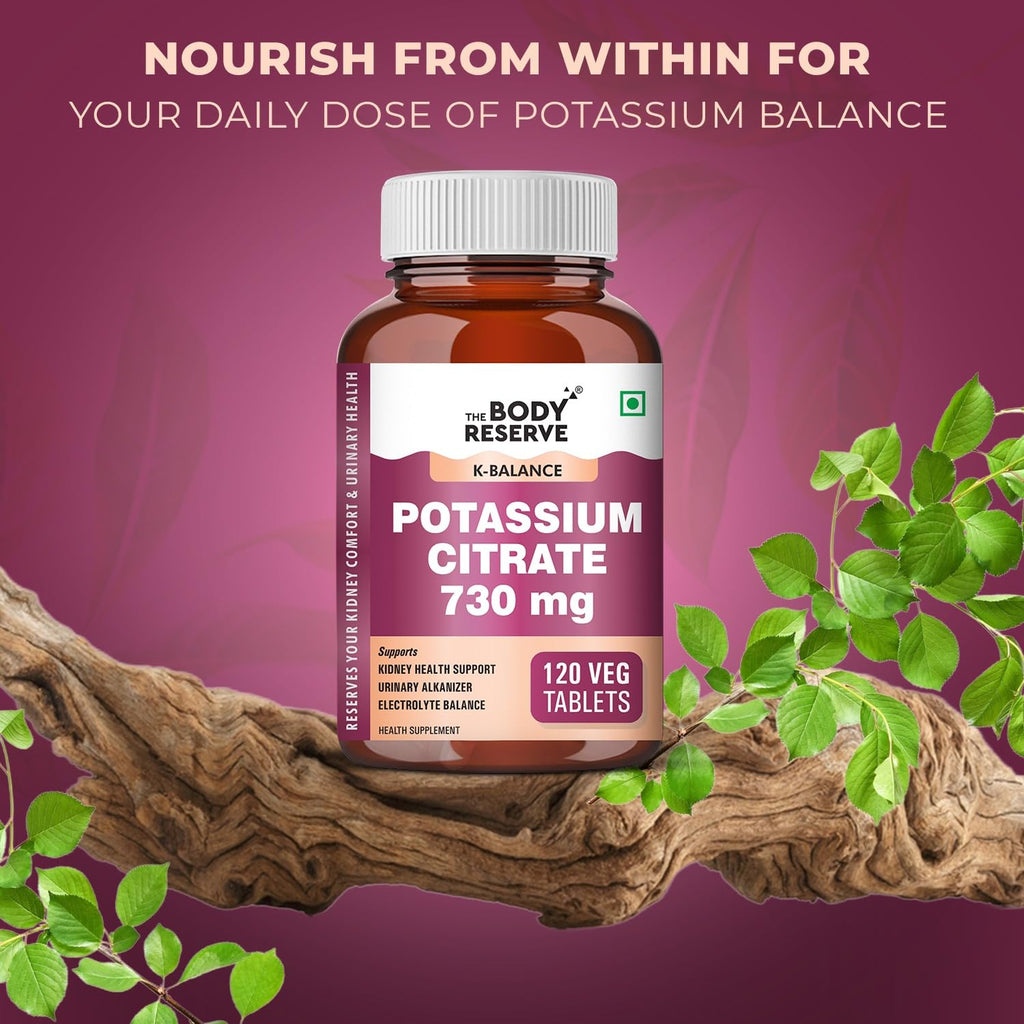 The Body Reserve Potassium Citrate Tablets-120, Potassium supplements for healthy kidney function pH Balance Boosts Electrolyte Levels for Hydration & wellness