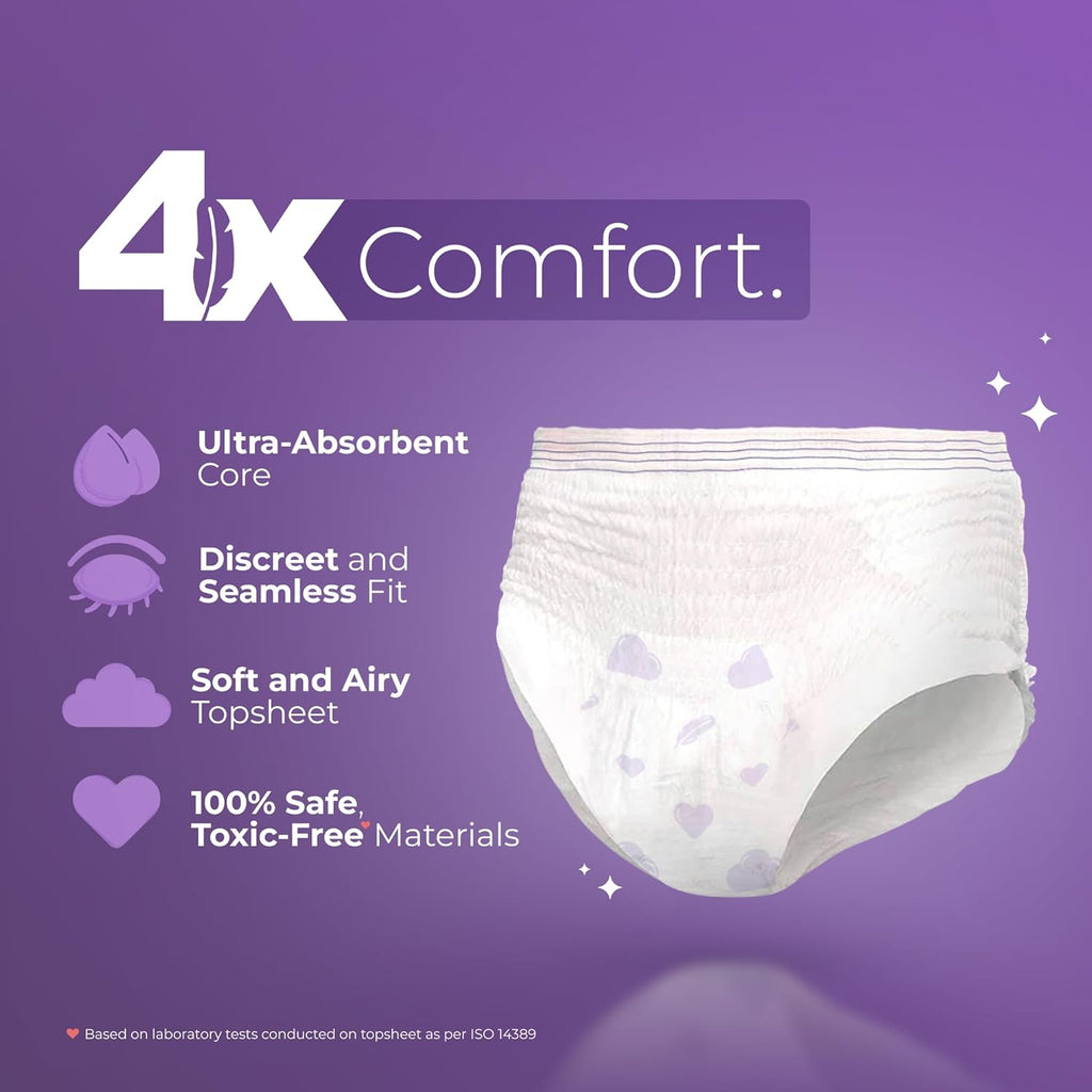 Nua 360Â° Comfort Period Panties (M-L) | Pack of 5 | Ultra-Absorbent | Zero Irritation | 4X Comfort | for Heavy Flow | No rashes | Leakproof | Seamless | 100% Toxic-Free, Dermatologically Tested