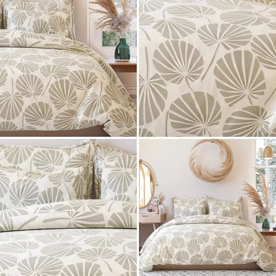 The Home Style Supersoft Cotton King Size Printed Flat Double Bedsheet with 2 Pillow Cover 400 TC Adam Cream