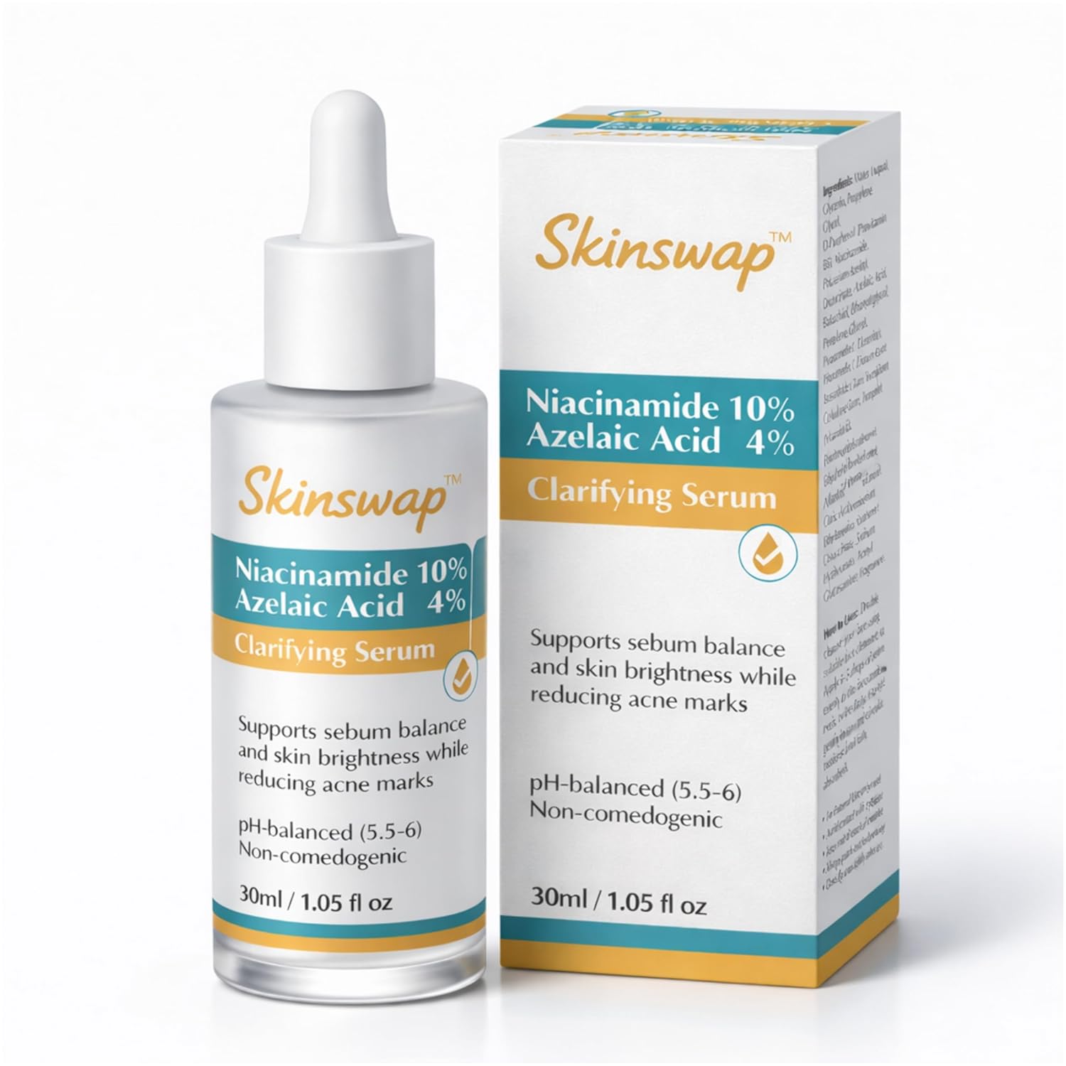 Skinswap Active 14% Niacinamide Serum with Azelaic Acid | Clarifying Face Serum for Brightening & Oil Control | Helps Reduce Acne, Blemishes & Acne Marks | Smooth, Clear-Looking Skin | For Women & Men | 30 ml