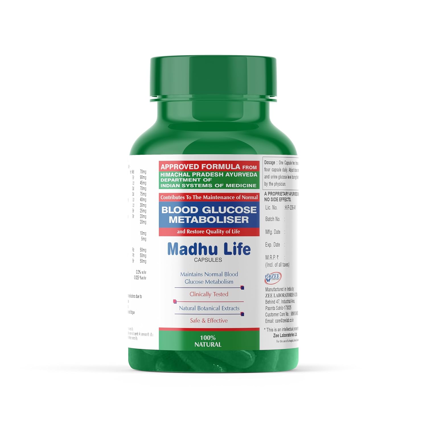 Zeelab Madhu Life Capsules | 100% Natural Ayurvedic Medicine For Diabetes
