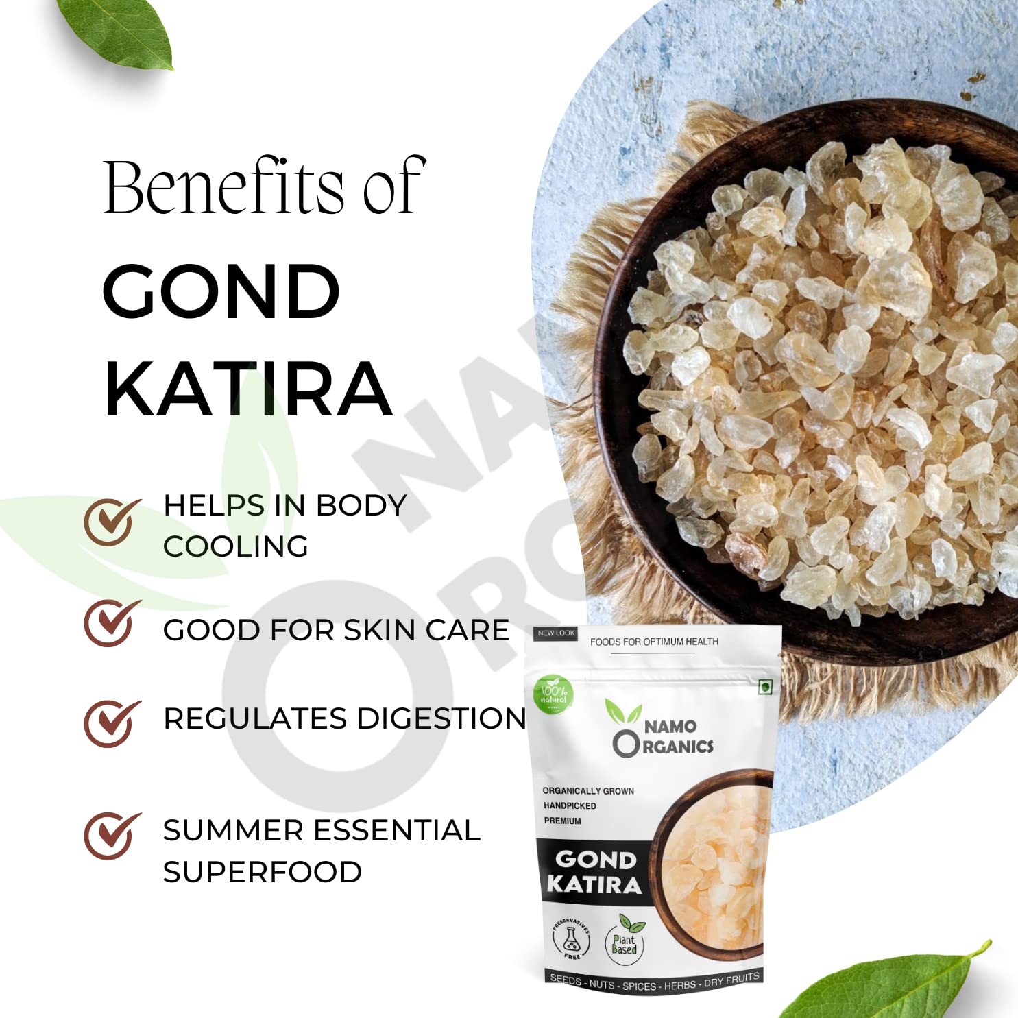 Namo Organics Gond Katira Pure - 250 Gm | Cooling Properties | 100% Natural Superfood Edible Gum
