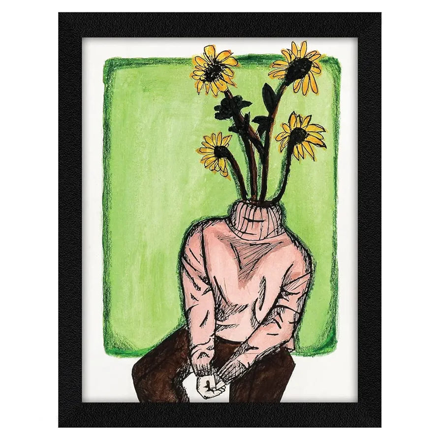 ArtX Paper Blooming Lady Flower Girl Frame Wall Art Painting