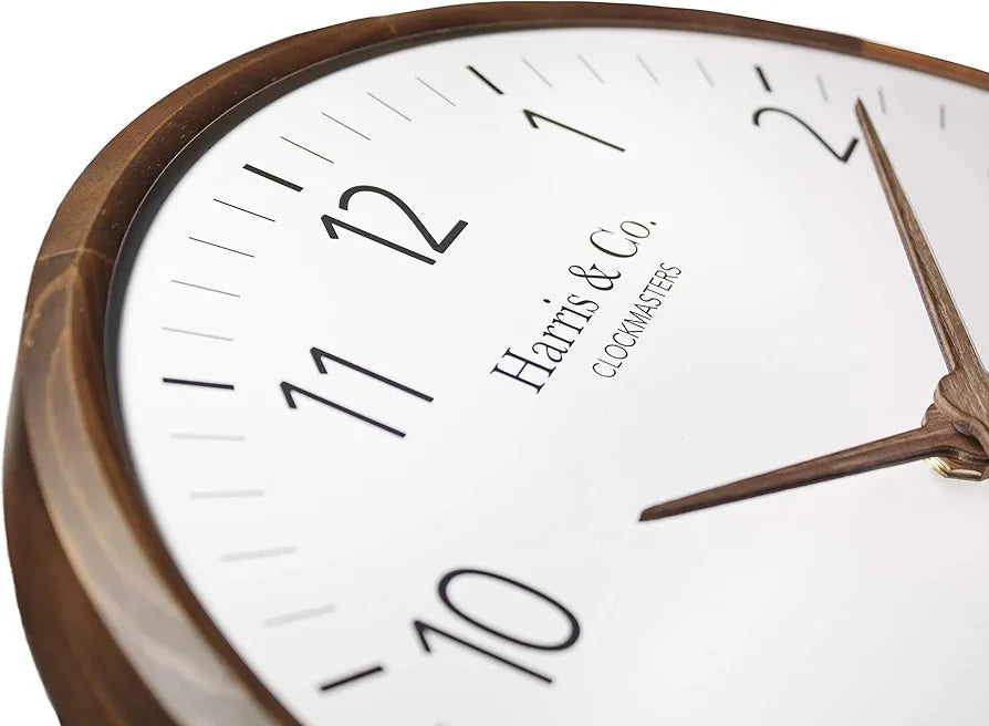 Harris & Co. Clockmasters Luxury Wooden Analog Wall Clock - 13 Inch Model - Trafalgar Street