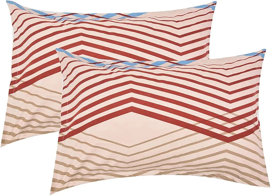 The Home Style Supersoft Cotton King Size Printed Flat Double Bedsheet with 2 Pillow Cover 400 TC Smoky Rose