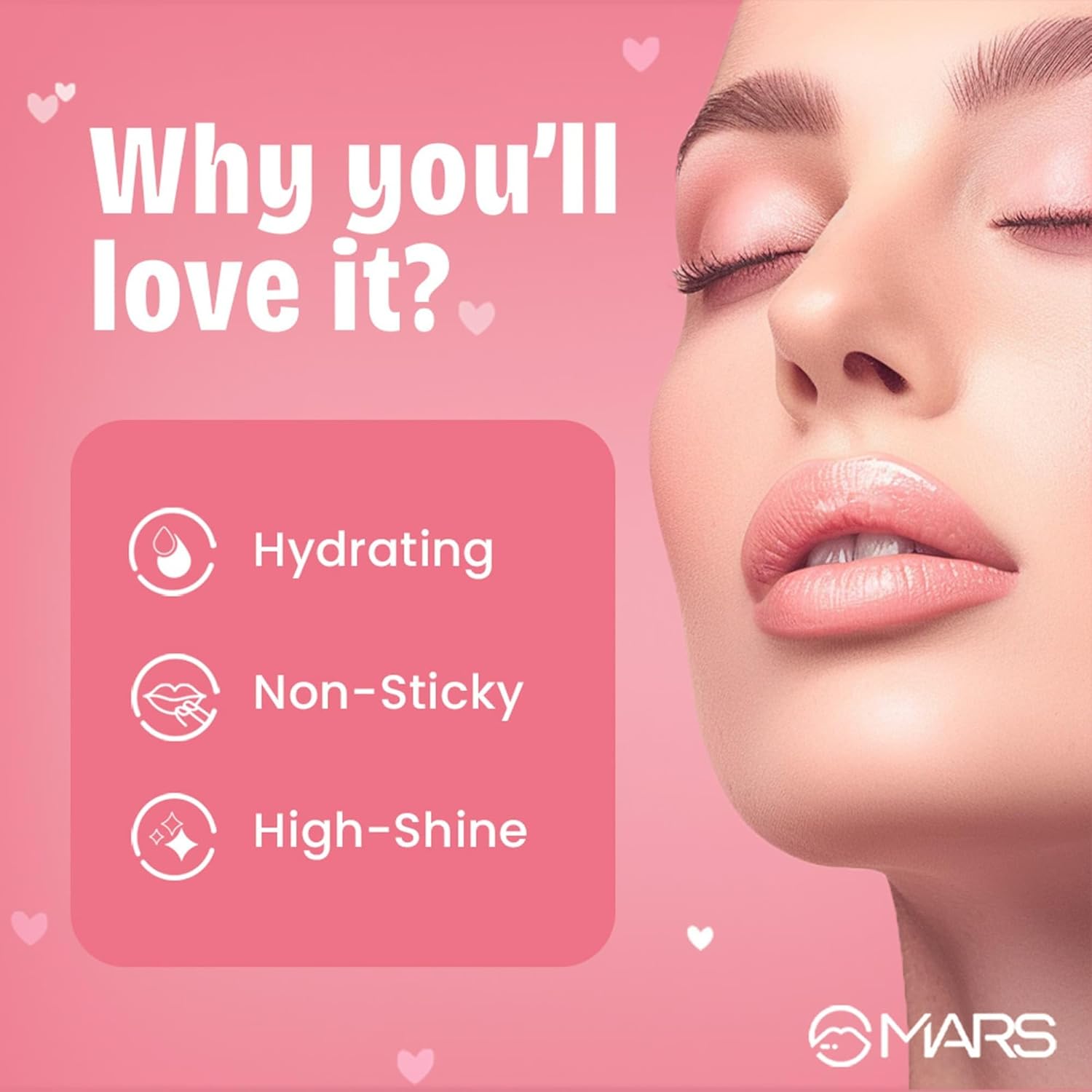 MARS Candylicious Sheer Lip Gloss for Women | Hydrating & High Shine | Lightweight | Non-Sticky | Enriched with Vitamin-E, Hyaluronic Acid & Avocado Ester (4.0ml) (01-CANDY CRUSH)