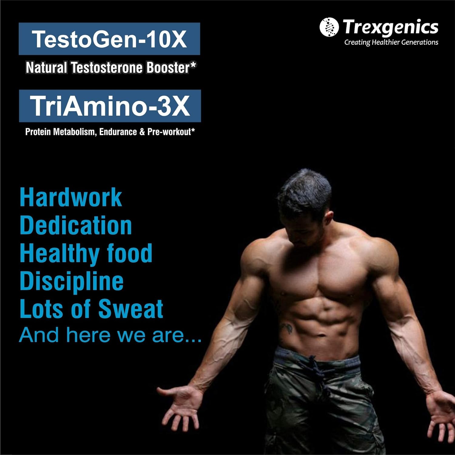 TrexgenicsÂ® TRIAMINO-3X Advanced Nitric Oxide Precursor, Protein Metabolism, Endurance, Recovery, Blood Circulation & Pre-Workout, L Arginine 300mg, Ornithine 250 mg & Lysine 250mg/Capsule (60 Veg. Capsules)