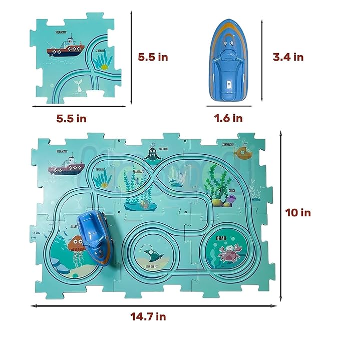 Kidology Montessori Car Rail Puzzle Car Track for Kids Ocean Series