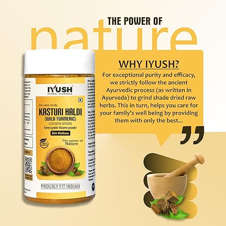 Iyush Herbal Ayurveda Kasturi Haldi Powder for Face Beauty Wild Turmeric