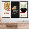 Kotart Kitchen Quotes Posters with Frame Forever Set of 3