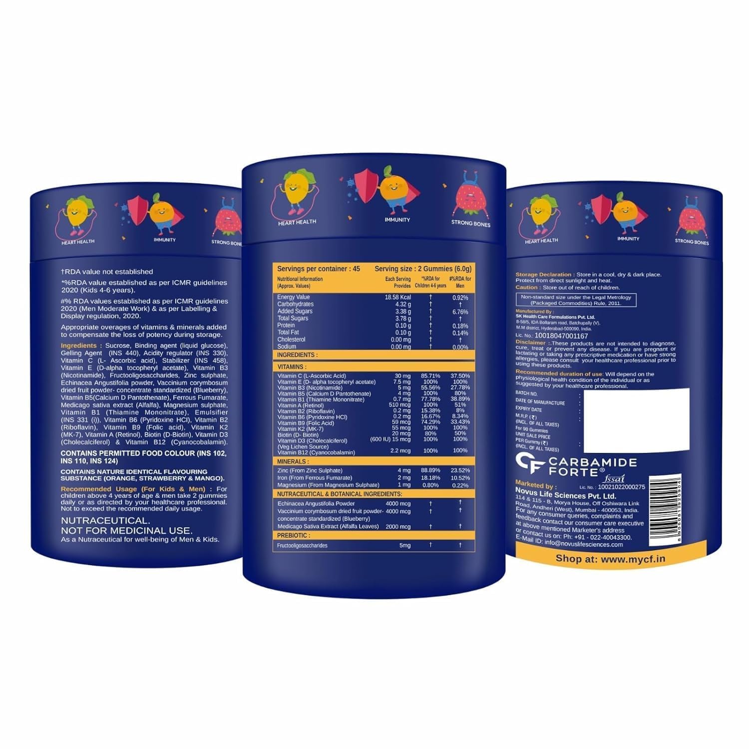 Carbamide Forte Multivitamin For Kids | Multivitamin Gummies For Kids | Multivitamin Gummies For Immunity | Vitamin Gummies For Immunity With No Added Sugar | 90 Gummy Bears