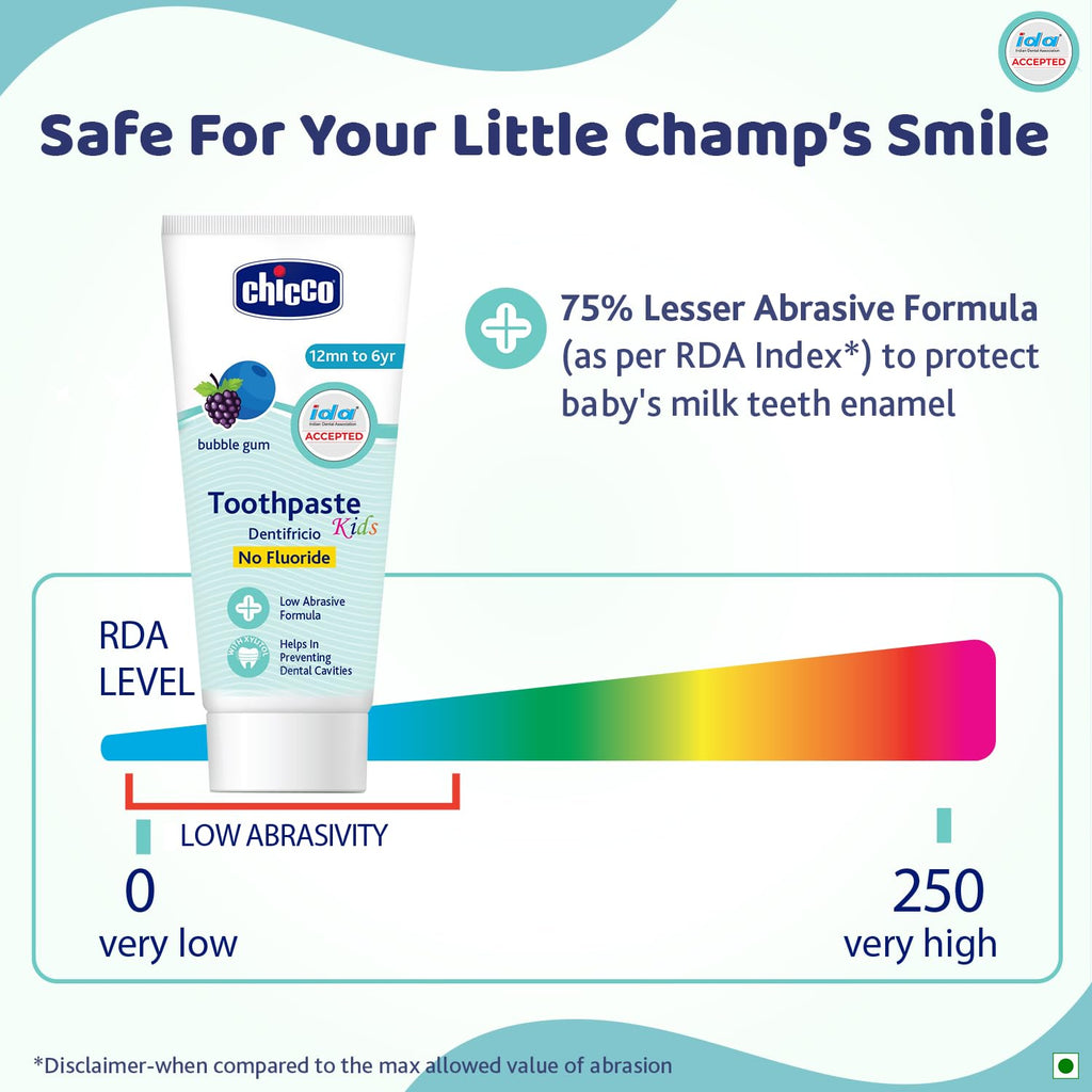 Chicco Toothpaste Bubble Gum 1-6Y 50g No Fluoride