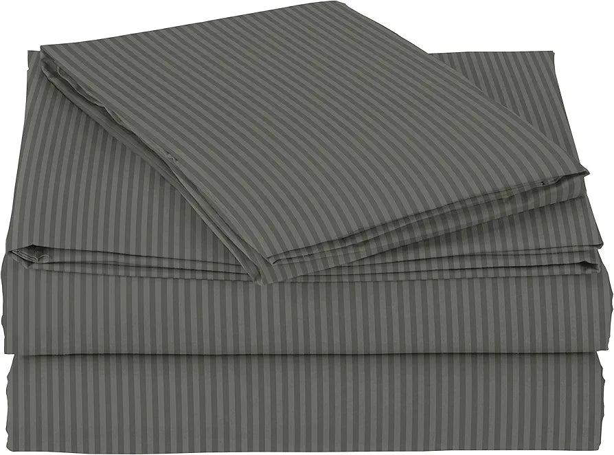 Homekart Premium Cotton 210Tc Elastic Fitted Bedsheets with 2 Pillow Covers Double Bed with Corner Elastic Grey