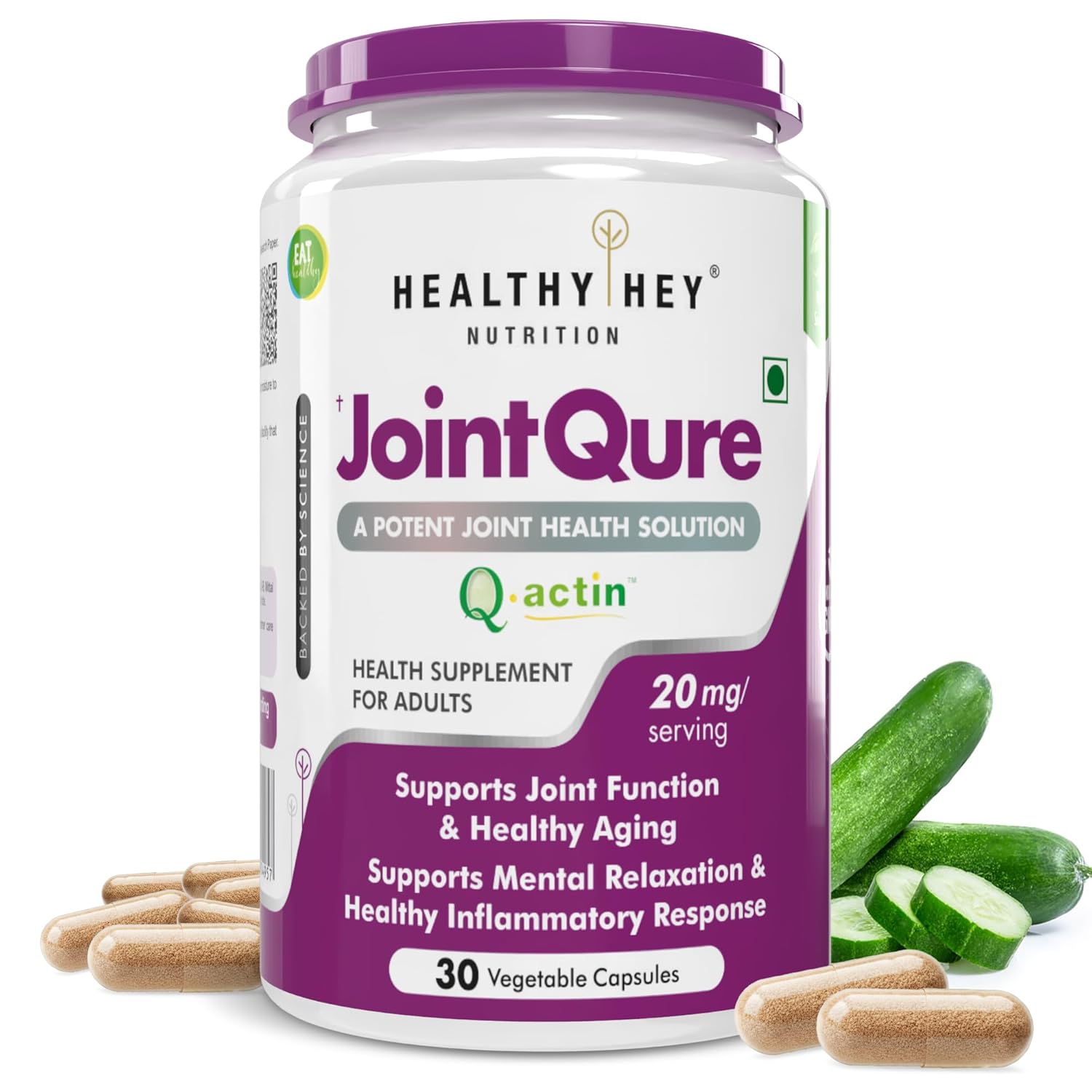 HealthyHey Nutrition JointQure - 20 mg per serving - 30 Vegetable Capsules