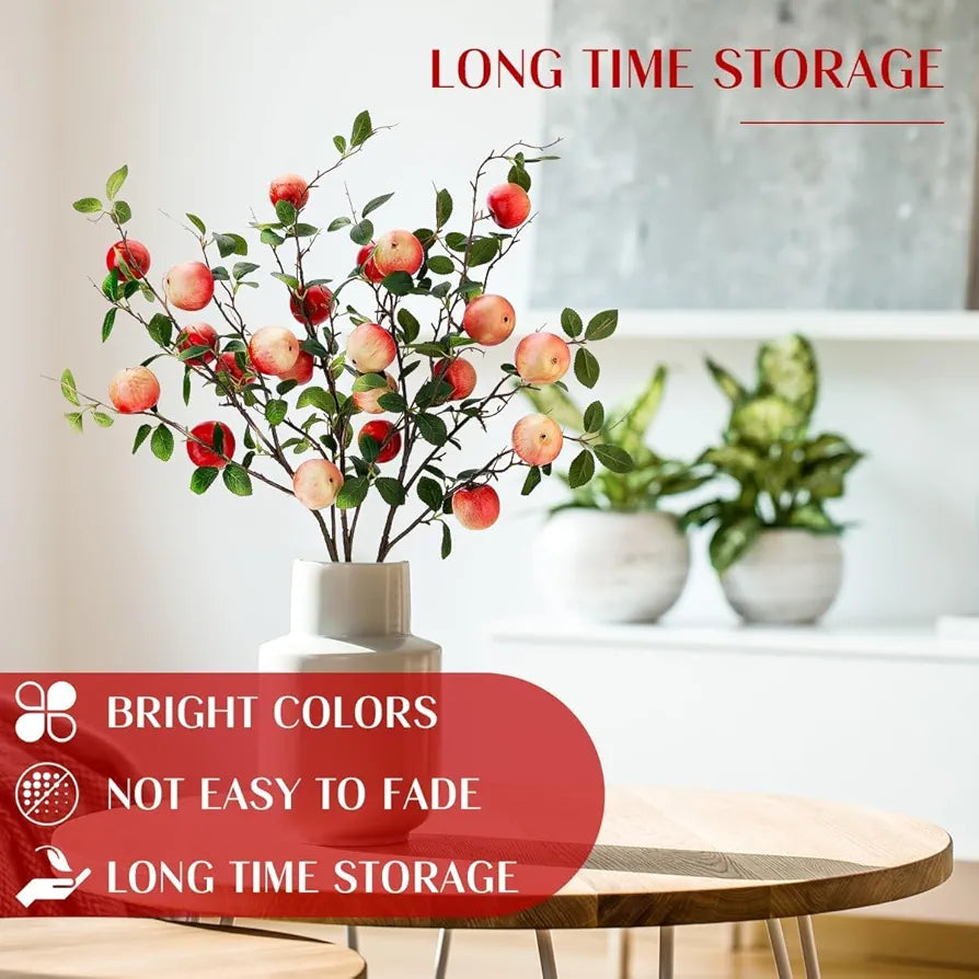 Artificial Fake Plant Flowers Artificial Apple Fruit Flower Stick Pack of 3