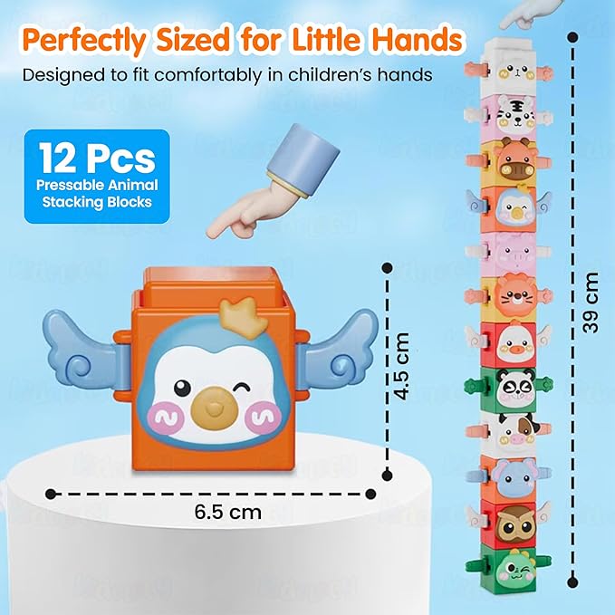 Kidology 12 PCS Animal Stacking Cubes Set