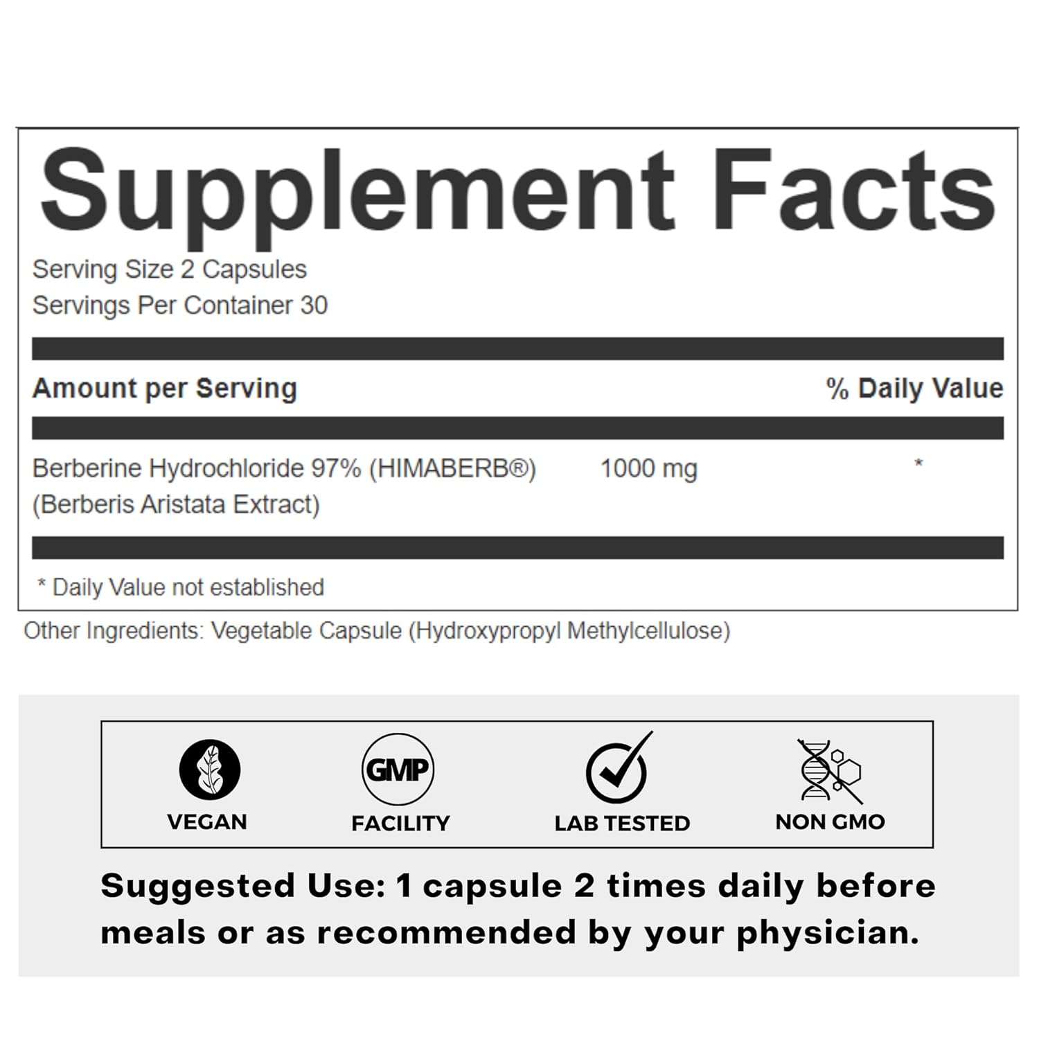 FOLIUS LABS Clean Label Berberine HCl 97% - Clinically Studied Ultra High Strength Pure Berberine Supplement 500mg - Support Blood Sugar, Lower Cholesterol, PCOS supplements - 60 Capsules