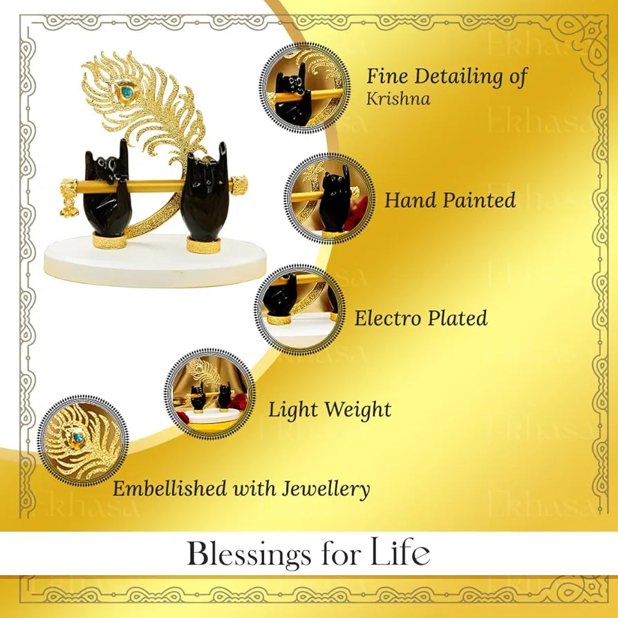 Ekhasa Lord Krishna Hands with Flute Idol Black Krishna Hands