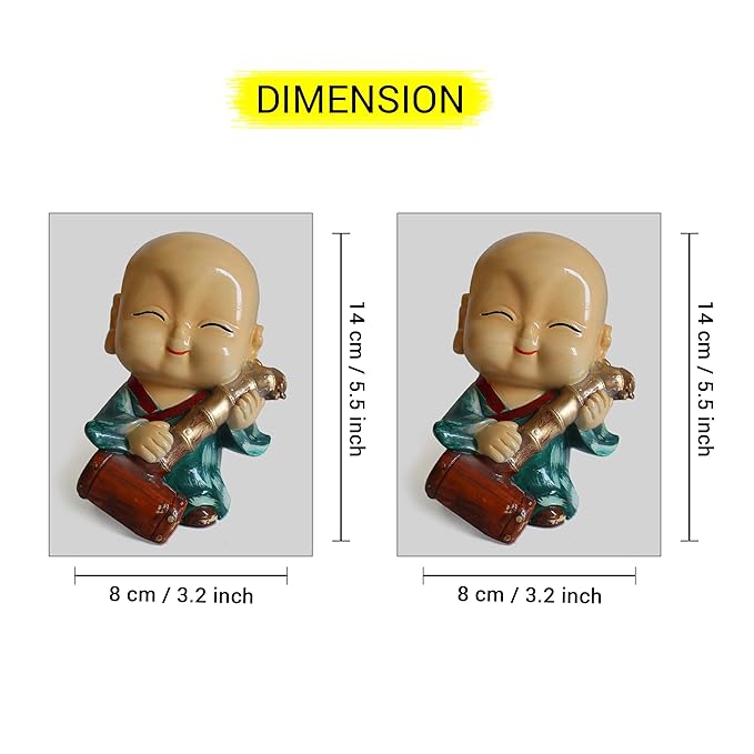 Tied Ribbons Set of 2 Decorative Monks Buddha Showpiece Decorations Items for Home