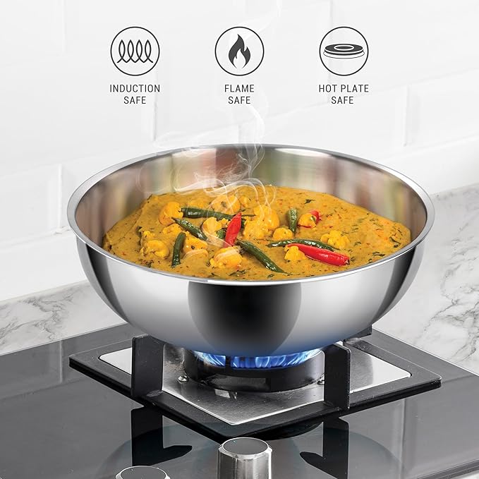Milton Pro Cook Triply Stainless Steel Induction Tasla With Lid, 18 Cm / 1 Litre - 1350 gms