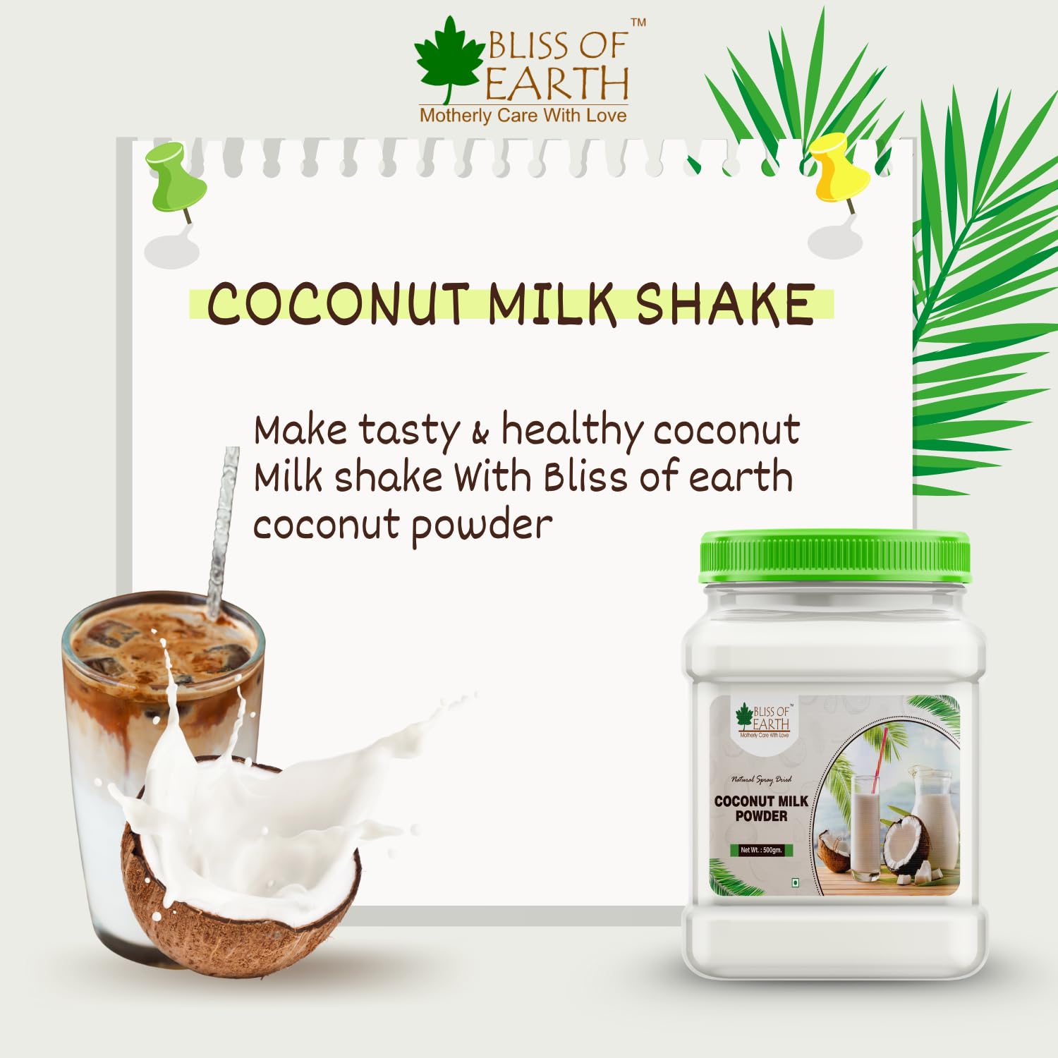 Bliss Of Earth 500 Gram Coconut Milk Powder Natural Spray Dried