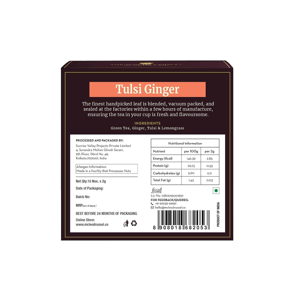 McLeod Russel 1869 Tulsi Ginger 15 Pyramid Tea Bags - 30 gms