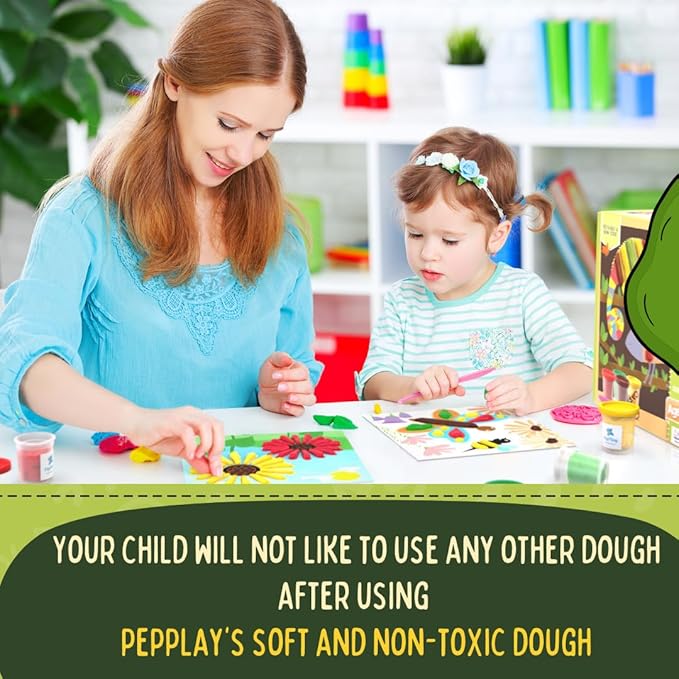 PepPlay Clay Dough Art Kit For Kids Diy Dry Clay Art Set For 3 Years+ 12 Creative Design Art Cards