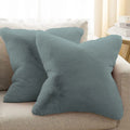 Luxe Home Cushion Cover One Side Rabbit Fur Plain Design Covers Set of 2 Colour Seige